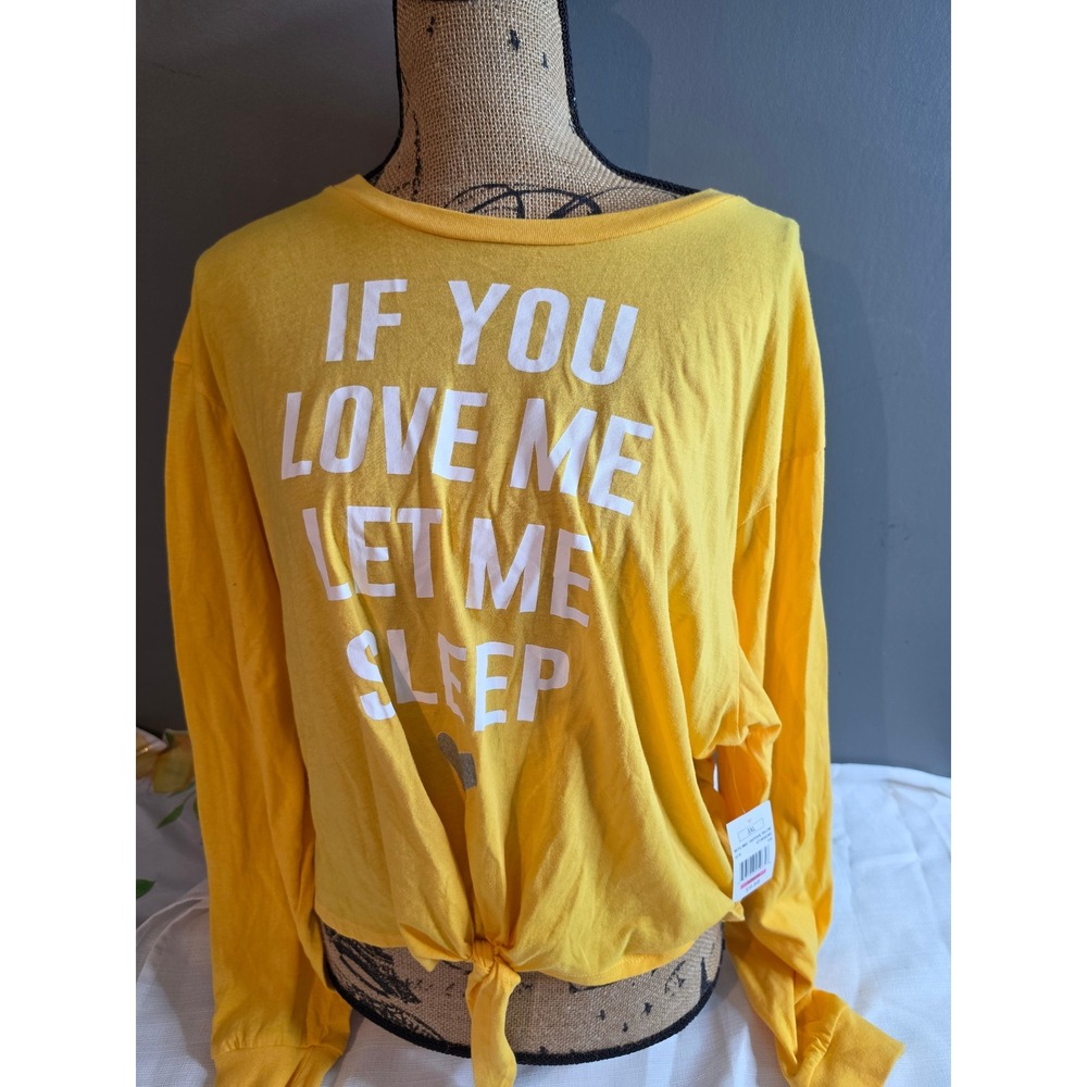 Made Right Daffodil Yellow Graphic Tie Front Long Sleeve Tee 3XL NWT